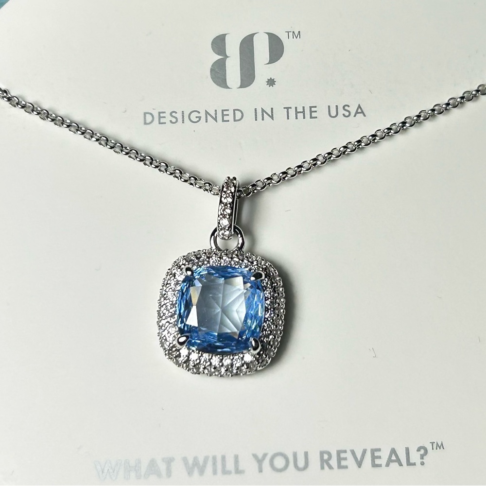 Bomb Party Necklace NK77477 Lab Created Aquamarine Spinel on Rhodium New